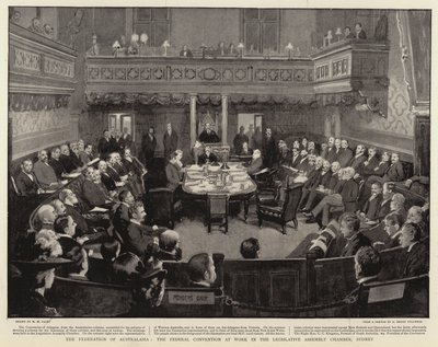 The Federation of Australasia, the Federal Convention at Work in the Legislative Assembly Chamber, Sydney by Henry Marriott Paget